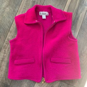 Vintage 80’s 90’s Lisa International pink vest gold zipper SZ L